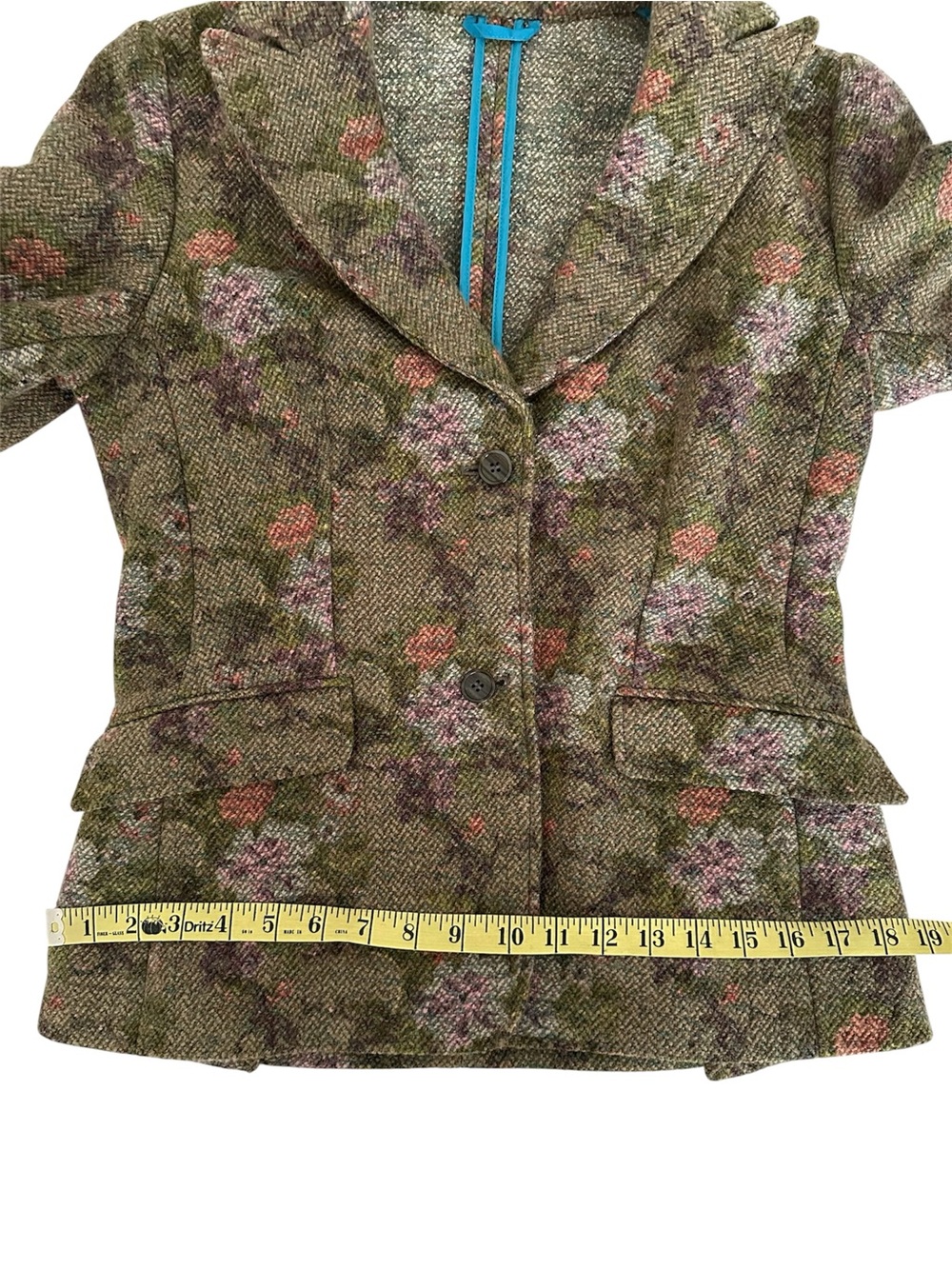 Etro Milano Wool Blend Jacket Blazer Mossy Green Floral Size 44 - Picture 10 of 12